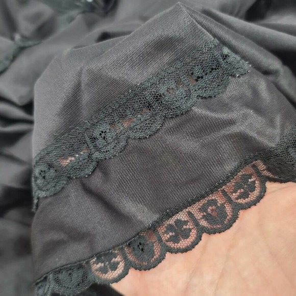 Sears Full Slip Black Silky Nylon Size 38 VTG Lace Adjustable Strap Medium Large - Picture 7 of 11